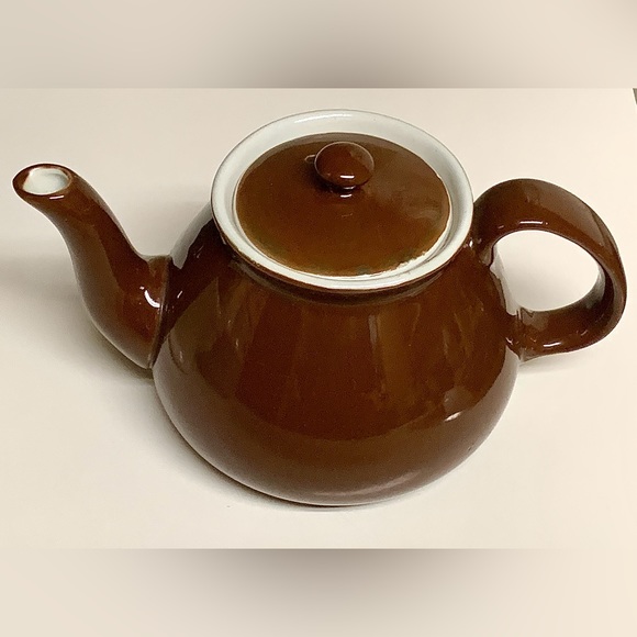 Mid Century Vintage Brown Ceramic Restaurant Diner Style Lidded Teapot - Picture 8 of 16